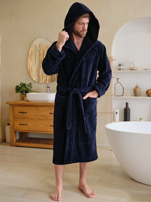 Мужской бамбуковый халат Madrid (Синий)