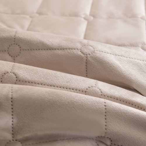 Велюровое покрывало ромб и две наволочки (Бежевый)